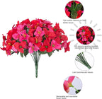 Artificial Flowers for Outdoors, 4 Bundles Fake Bougainvillea Flower UV Resistant Silk Flowers for Outside, Outdoor Faux Plants for Planter Patio Porch Window Garden Home Decoration (RedHotpink)