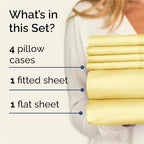 King Sheets Set 6 Piece - Includes 4 Pillowcases - Bed Sheets King Size - Soft Hotel Luxury Bedding - Cooling, Comfy, Fade Free & Breathable - 1 Flat, 1 Fitted & 4 Pillowcases w/ Deep Pockets - Yellow