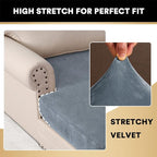 PrinceDeco Velvet Couch Cover for Dogs, Washable L Shaped Couch Cover, 1 Piece, Stone Blue