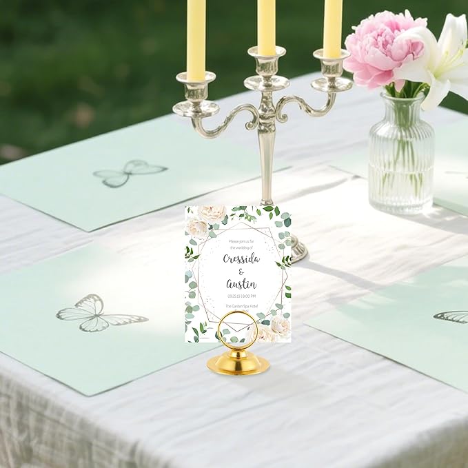 Urban Deco 16 PK Table Card Holder Place Card Holders Steel Card Holders for Photos, Food Signs, Memo Notes, Weddings, Restaurants, Birthday（Gold）