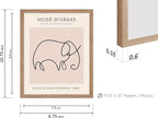 Poster Master Vintage Poster - Retro One Line Elephant Drawing Print - Elephant Art - Minimal Gift for Men, Women, Animal Lover - Abstract Wall Decor for Home, Office, 8x10 Beige Framed