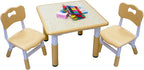 Kids Table and 2 Chairs Set with Graffiti Desktop, Toddler Furniture Set, Non-Slip Table Children Study Desk, Dining Table, Height Adjustable Desk, Painting Desktop for Kids (23.6x23.6Inch)