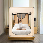 Bed Canopy Portable Blackout Bed Tent Privacy Tent for Adult Indoor Sleeping with 3 Doors, Storage Bag