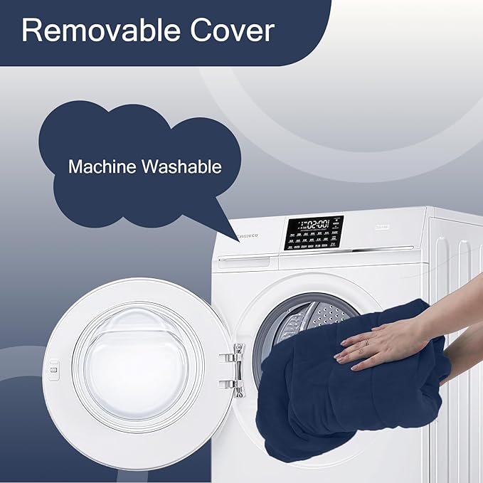 MeMoreCool Square Stuffed Pouf Ottoman Foot Rest, Floor Pouf Foot Stool with Foam Chunk Filling, Soft Stuffed Ottoman Footrest for Living Room, Navy