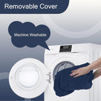 MeMoreCool Square Stuffed Pouf Ottoman Foot Rest, Floor Pouf Foot Stool with Foam Chunk Filling, Soft Stuffed Ottoman Footrest for Living Room, Navy