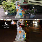 Elephant Garden Statue Solar Lamp with 8 Led Lights Decor Outdoor Resin Waterproof Sculpture Patio Lawn Yard Porch Decorations Housewarming Gifts for Women Mom Grandma