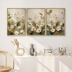 SIGNWIN Framed Canvas Print Wall Art Botanical Floral White Blossoms and Greenery Photography Modern Art Minimalist Black and White for Living Room, Bedroom, Office - 24"x36"x3 Natural