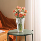 MCMCNCUIU Crystal Vase, Large Crystal Vases for Flowers, Clear Large Flower Vase, Modern Glass Vases for Living Room, Bedroom, Kitchen, Dining Table, Mantle, Wedding, 9 Inches