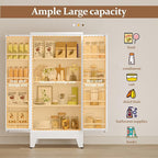 51" Metal Kitchen Pantry Cabinet, Storage Cabinets with 2 Door and 3 Adjustable Shelves, White Freestanding Food Storage Cabinet, Steel Cupboard for Kitchen Dinning Room