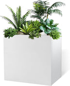 Galvanized Steel Metallic Heavy Planter for Outdoor Plants Metal Outdoor Planter Spliced Flower Box with Partitions for Outside,Indoor,Garden (White, 30 * 12 * 24)