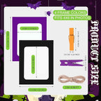 Janlaugh 100 Pcs Halloween Paper Photo Frames 4x6 Orange Black Purple Green Paper Frame with 100 Clip 10 String Kit DIY Hanging Cardboard Photo Holder Halloween Wall Decor Wedding Home