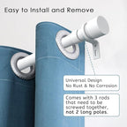 Curtain Rods for Windows 16 to 48 or 60 Inches Max Adjustable Length 1 Inch Diameter Window Curtain Rod with Aluminium End Cap, White