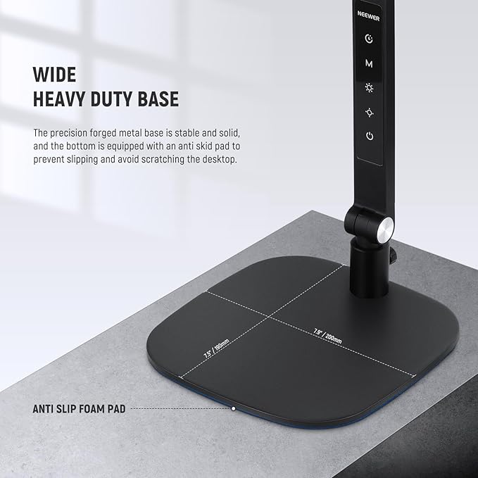 NEEWER Basics 16W LED Desk Lamp for Home Office Video Conference Reading Lighting, Eye Caring Foldable Double Sided Dimmable Touch Table Ring Light with Stand Memory Timer 5 Color Modes CRI95, FR16