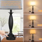 Grey Lamps for Bedrooms Set of 2 - Touch Control Bedside Lamp with USB C+A, 3 Way Dimmable Nightstand Lamps with USB Port, Table Lamp for Living Room(Grey Shade and Black Base)