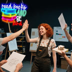 LED Read Books Be Kind Neon Signs Classroom Neon Lights Wall Decor for Reading Room, Classroom, Bookstore, Library, Museum, Study Room Gifts Art for Book Lover, Kids,Friends,family-13.4 x 12.6 IN-USB Powered-Acrylic