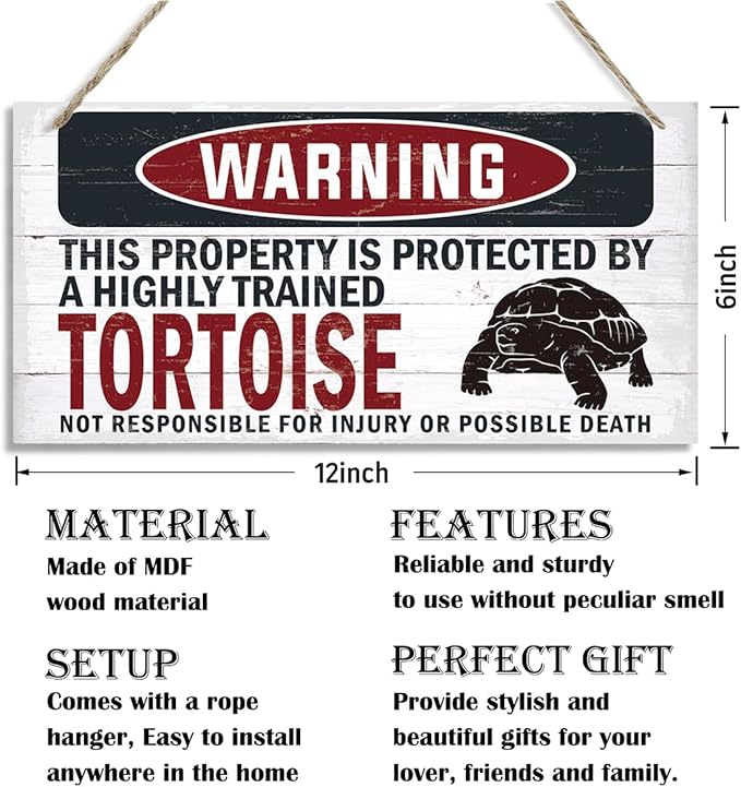 Warning Sign, Tortoise Warning Wood Plaque Sign, Funny Door Signs, Decorative Wood Hanging Suspension Plaque, Farmhouse Wooden Wall Decor, Outdoor Hanging Wooden Signs