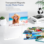 5x7 Magnetic Acrylic Photo Frame – Double-Sided Clear Picture Display Frame with White Base, Tabletop Acrylic Frame for Home & Office Decor (4-Pack, Horizontal display)