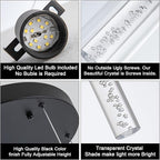 LED Pendant Lighting, Black 5-Light Pendant Light Over Island, Kitchen Island Pendant Lights for Dining Room, Living Room, Corridor, Cafe, Club, Restaurant