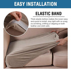 H.VERSAILTEX Velvet Stretch Couch Cushion Cover Plush Cushion Slipcover for Chair Loveseat Sofa Cushion Furniture Protector Seat Cushion Sofa Cover (2 Piece Large Sofa Cushion Covers, Taupe)