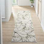 LUXE WEAVERS Modern Abstract Nature Cream Green 2x8 Runner Rug, Non-Shedding Hallway Carpet