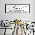 Home is the Story of Who We Are & a Collection of all the Things we Love Sign Framed Wall Art, 40''×15'' Rustic Horizontal Family Quote Wood Sign, Farmhouse Long Home Plaque Wall Decor