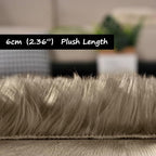Goolela Round Rug - 4ft Beige Fluffy Shag Washable Faux Fur Plush Shagyy Rug for Living Room & Bedroom