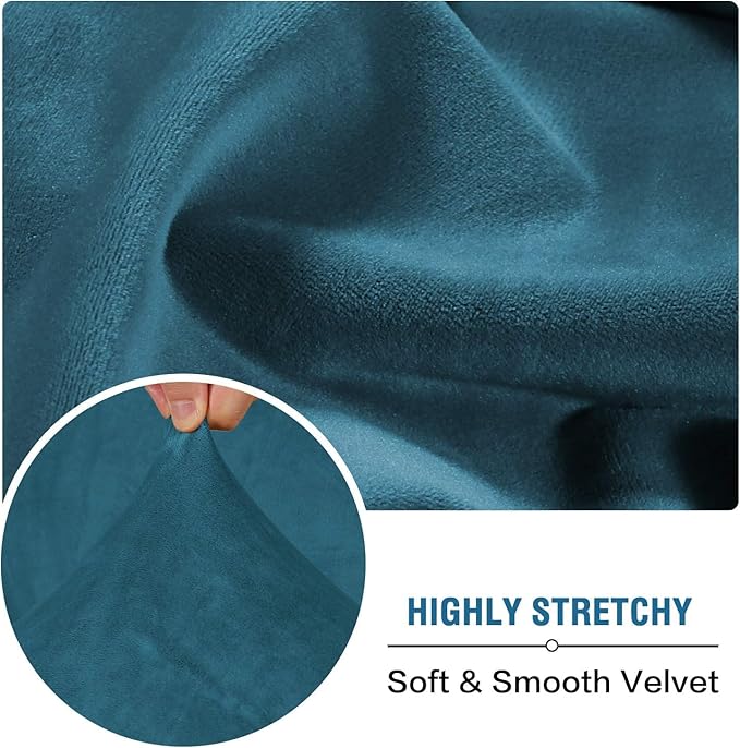 H.VERSAILTEX Velvet Stretch Couch Cushion Cover Plush Cushion Slipcover for Chair Loveseat Sofa Cushion Furniture Protector Seat Cushion Sofa Cover (3 Piece XL Sofa Cushion Covers, Deep Teal)