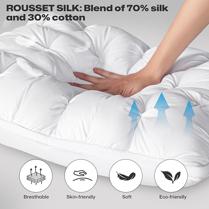ZUBISU Standard Size Luxury White Goose Down Pillow,800 Fill Power Fluffy and Soft Hotel Feather Pillow,Ideal Bed Pillows for Side Sleepers,Pack of 1 (Standard, White)