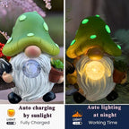 Solar Mushroom Gnomes Garden Statues Outdoor Decor with Night Glow,Cute Fairy Garden Statues for Yard,Pathway,Lawn Art Ornamen,Spring,Easter,Birthday Christmas Women Mom Gift Idea
