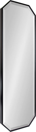 Kate and Laurel Rhodes Modern Full Length Octagon Wall Mirror, 16 x 48, Black, Decorative Glam Geometric Wall Accent