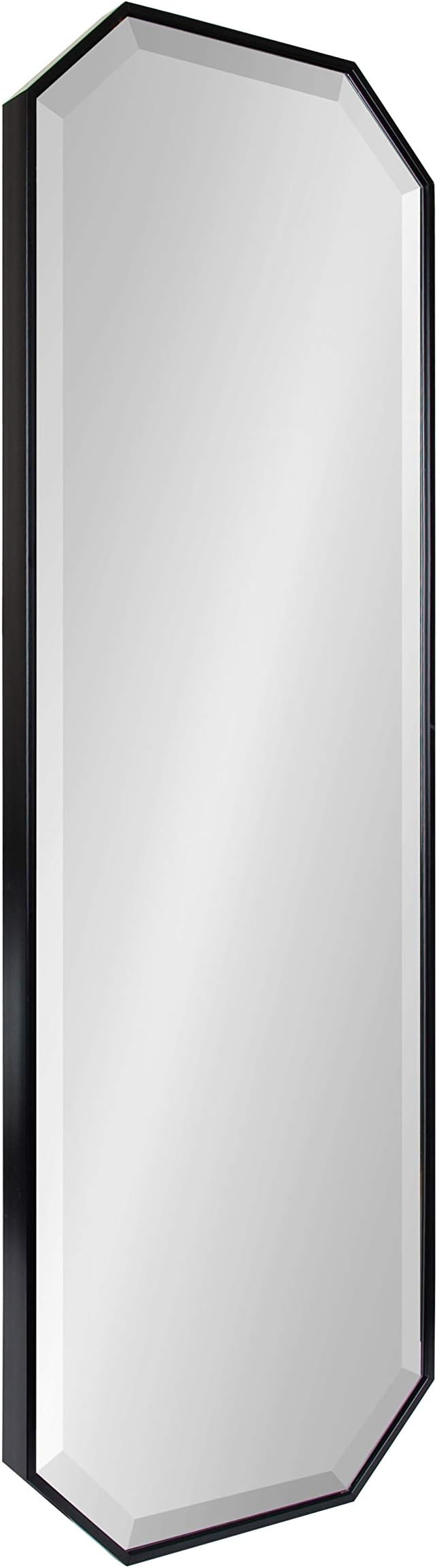 Kate and Laurel Rhodes Modern Full Length Octagon Wall Mirror, 16 x 48, Black, Decorative Glam Geometric Wall Accent