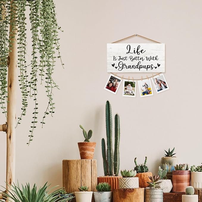 Grandparents Picture Frame - Wall Photo Holder for Grandkids, Grandma, Grandpa & Granddaughter/Grandson Gifts