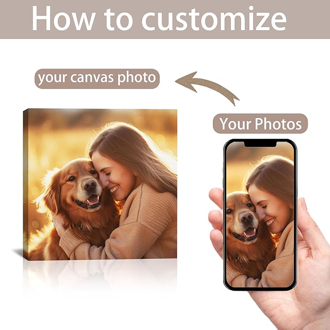 SPECPIX Custom Canvas Prints with Your Photos Customized Canvas Wall Art Personalized Canvas Pictures Gifts for Pet Dog Baby Family Mom Dad Men Women Couple Boyfriend Girlfriend Framed 12x12