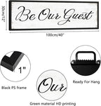 HLJ ART Be Our Guest Wall Decor: Farmhouse Bedroom Art Above Bed, 12" x 40" Framed Large Guest Room Signs, Rustic Country Decorative Plaques for Home Living Room Kitchen
