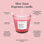 Hidden Label Large Scented Candle, Japanese Cherry Blossom, 30oz 3 Wick Huge Candle, Serene Collection Slow Burn Natural Soy Candles for Home Scented