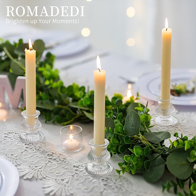 Romadedi Glass Candle Holder for Candlestick - 20 Pcs Clear Small Tapered Candle Holder Decor Bulk Wedding Table Centerpiece for Candle Sticks Christmas Party Living Room Dinner Advent