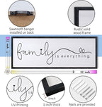Foutcheou Family is Everything Wall Decor Sign 32"×12" for Family Living Room Large Wood Framed Wall Art Hanging Decoration (Black)