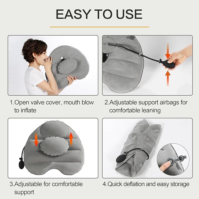 BALAPET Adjustable Inflatable Lumbar Support Pillow for Airplane Travel, Portable Back Support Cushion with Air Pump for Office Chair,Car,Lumbar Support Pillow for Reducing Lumbar Pain