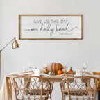 ZZJJHYWGQ Dining Room Wall Decor Give Us This Day Our Daily Bread Sign Bible Verse Christian Quotes 40"×15" Matthew 6:11 for Kitchen Large Farmhouse Rustic Horizontal Wall Hanging Art (Wood)