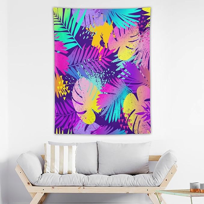 ICMOLYYENLO Palm Leaf Tapestry Wall Hanging, Tropical Leaves Plant Jungle Green Hawaiian Art Home Decor for Guest Bedroom Living Room Dormitory 60x80