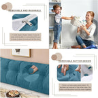 Large Triangular Headboard Pillows Long Backrest Positioning Support Bolster Cushion for Daybed Fluffy Quality Plush Body Wedge Pillow with Removable Cover(Dark Blue-Cal King-71x8x20 in)