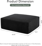 40" Square Stuffed Ottoman Pouf for Sofa Couch, Corduroy Poufs with Foam Chunk Filling, Furry & Fluffy Foot Stool Movable Ottoman. 40 * 31 Floor Poufs Foot Rest for Living Room, Black