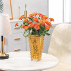 MCMCNCUIU Crystal Vase, Large Crystal Vases for Flowers, Amber Large Flower Vase, Modern Glass Vases for Living Room, Bedroom, Kitchen, Dining Table, Mantle, Wedding, 9 Inches