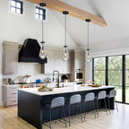 Raindrop Pendant Lights Kitchen Island Teardrop PlatingBlack Hanging Light Fixtures Clear Solid Glass Pendant Light Modern Chandeliers for Dining Room Porch Corridor Living Room(Black 3-Pack)