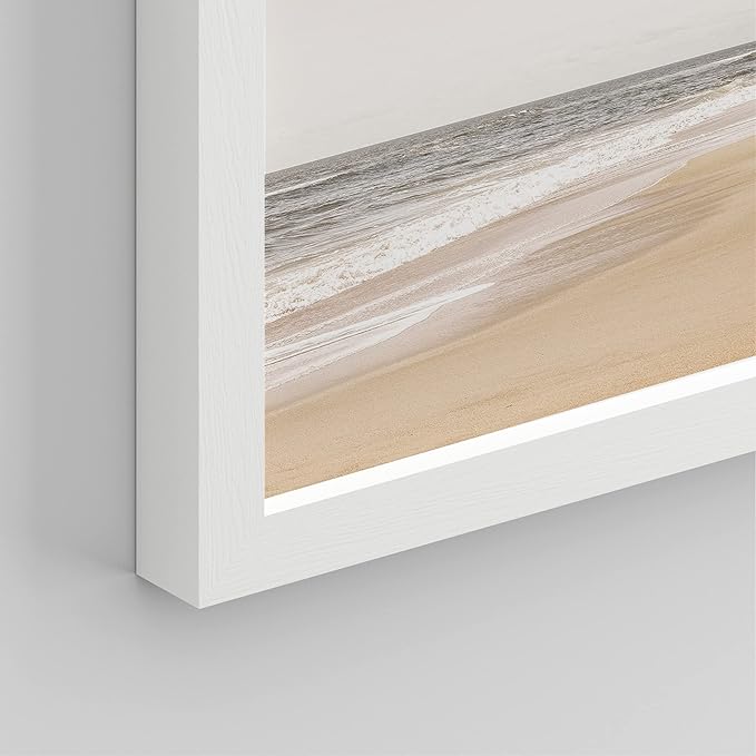 SIGNWIN Framed White Minimalist Ocean Beach Seashore Scenic Wall Art, Set of 4 Landscape Colorful Wall Decor Prints, Nature Wilderness Wall Décor for Living Room, Bedroom - 11"x14" White