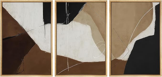 SIGNWIN Framed Canvas Print Wall Art Modern Abstract Neutral Tone Minimalist Geometric Photography Modern Art Minimalist Black and White for Living Room, Bedroom, Office - 24"x36"x3 Natural