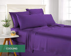Queen Sheets by Pure Bamboo, Genuine 100% Organic Viscose Derived from Bamboo Bed Sheet Set, Luxuriously Soft & Cooling, Double Stitching, Lifetime Quality Promise (Queen, Purple)