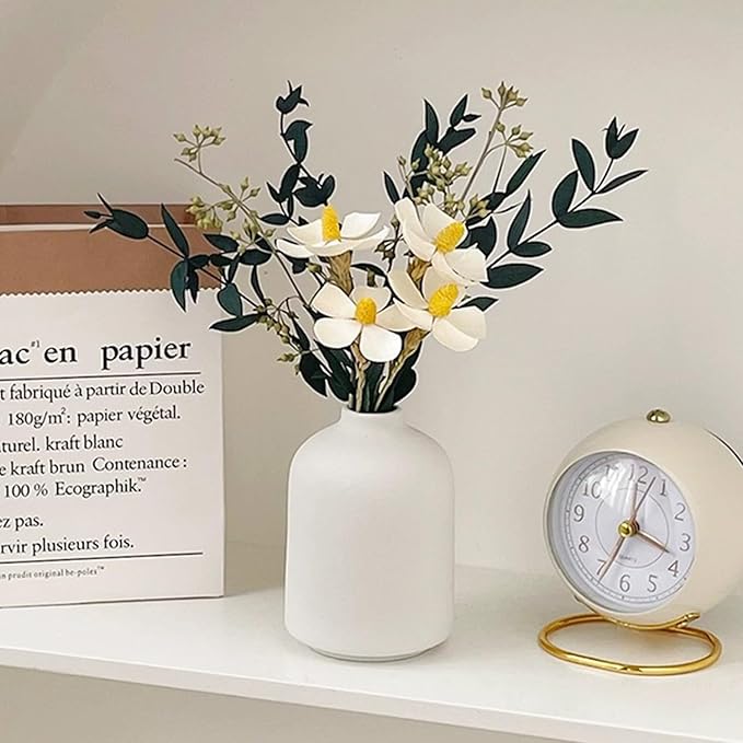 Modern White Small Ceramic Vase Set of 6 for Living Room Bedroom 4.13'' Minimalist Fresh Flower Vases for Home Decor Office Fireplace Centerpieces Nordic Style Gift for Fake Plant 6 Pack