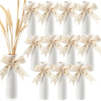 12 Pcs Ceramic White Vases for Home Decor with Cotton lace and Rope 7.09 inch Tall Vases for Centerpieces Modern Floral Vase Wedding Party Event Home Office Decoration