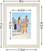 Vittanly 8x10 Picture Frames Set of 9, Shatter Resistant Plexiglass, Display 5x7 Pictures with Mat or 8x10 without Mat, Photo Frames for Wall or Tabletop, Engineered Wood, Cornsilk